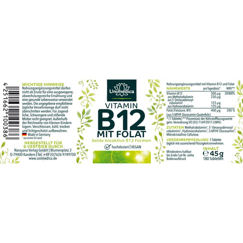 Vitamin B12 mit Folat Unimedica