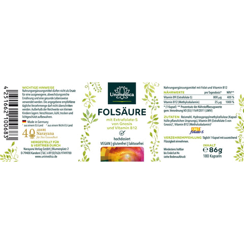 Folsäure mit Extrafolate S von Gnosis und Vitamin B12 Unimedica